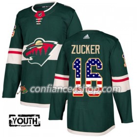 Adidas Maillot de Hockey Minnesota Wild Jason Zucker 16 2017-2018 Vert USA Flag Fashion Authentic - Enfant